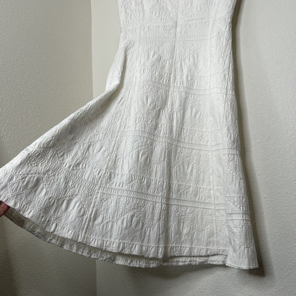 Nanette Lepore Womens Synthesizer Jacquard Scoop Neck A Line Dress White Size 2 - Picture 9 of 12
